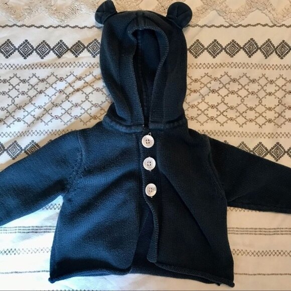Baby Toddler Girl Sweater Hoodie Zip-Up Bundle of 3. 6-12 Months. Bear Ear Hoods - Picture 2 of 6